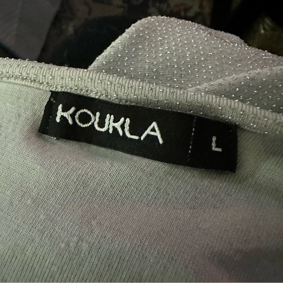 Elegant & Long Shimmering Silver Wrap Dress by KOUKLA - Picture 5 of 5